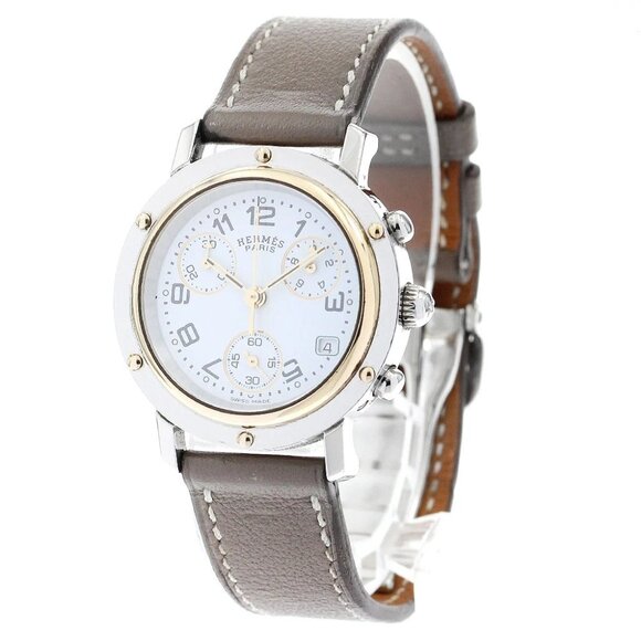 HERMES Clipper chrono CL1.320 Date white Dial Quartz Ladies Watch_892379 - Picture 1 of 6